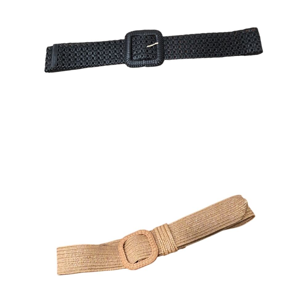 H&M Black and Tan Woven Belt Duo